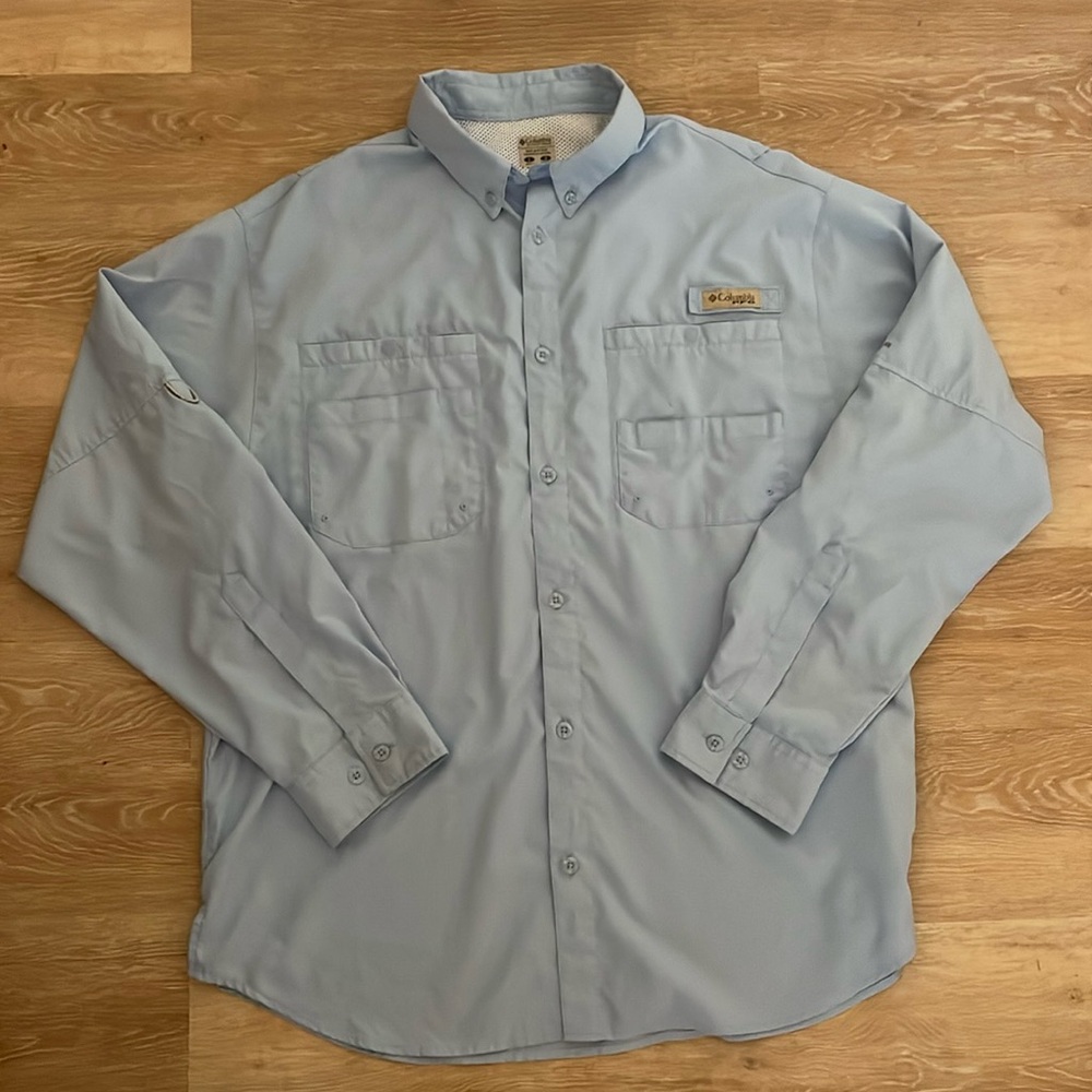Light Blue Men's PFG Columbia Long Sleeve